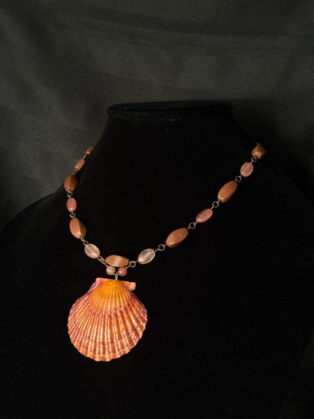 Orange Shell Pendant Necklace